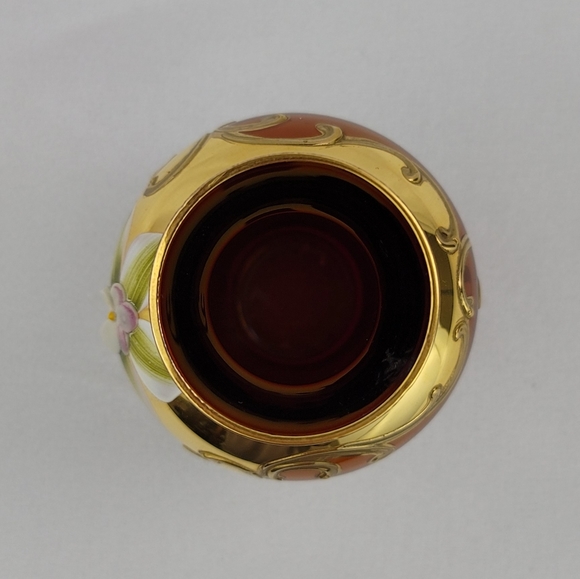 Tre Fouchi 24k Gold Trim Art Glass Bud Vase - Picture 7 of 12